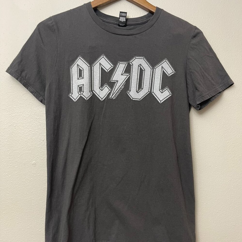 AC/DC Gray Cotton Band Tee Size Small